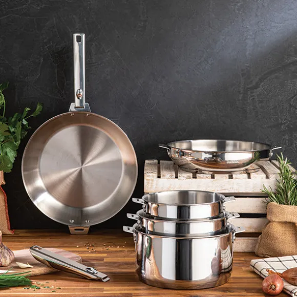 Poêle tout inox Clips’Inox sans manche 24 cm Mathon