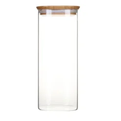 Pot en verre carré couvercle bambou 2,2L Pebbly