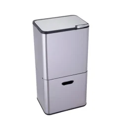 Poubelle de cuisine 3 bacs de tri sélectif 63 L inox Mathon