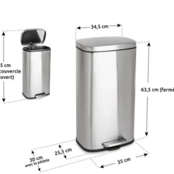 Poubelle de cuisine en inox 30 L Mathon