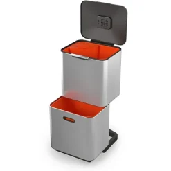 Poubelle Totem acier inoxydable 60 L - 2 compartiments 30 L Joseph Joseph