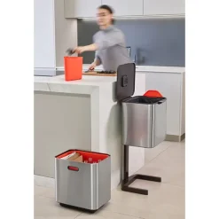Poubelle Totem acier inoxydable 60 L - 2 compartiments 30 L Joseph Joseph