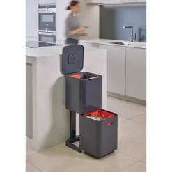 Poubelle Totem Graphite 40 L - 2 compartiments 20 L Joseph Joseph