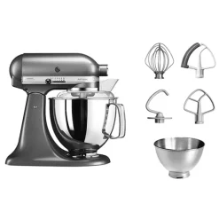 Robot pâtissier Artisan tête inclinable 4,8 L 300 W gris étain 5KSM175PSEMS + accessoires Kitchenaid