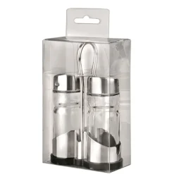 Salière et poivrière en verre et inox Ibili