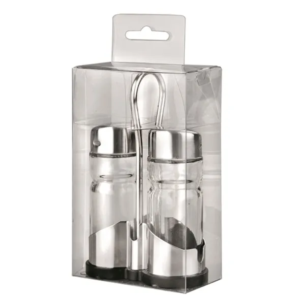 Salière et poivrière en verre et inox Ibili