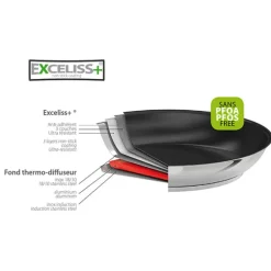 Sauteuse inox antiadhérente Mutine sans manche 28 cm Cristel