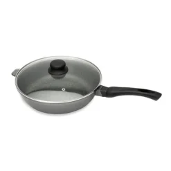 Sauteuse revêtement Dur comme la pierre 28 cm et couvercle en verre Mathon