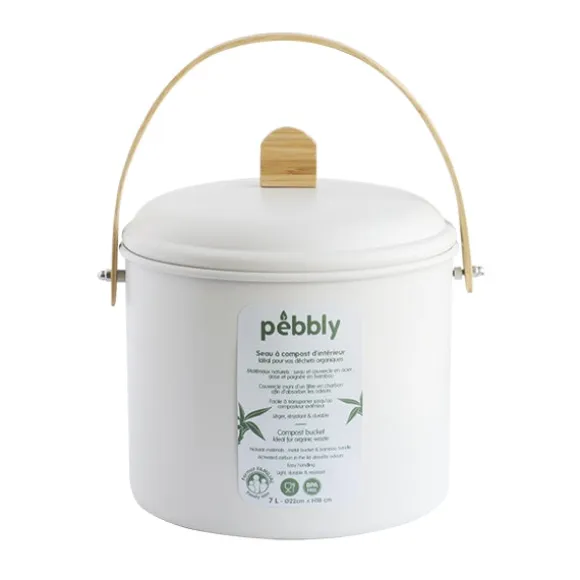 Seau à compost d'intérieur métal et bambou 7 L Pebbly