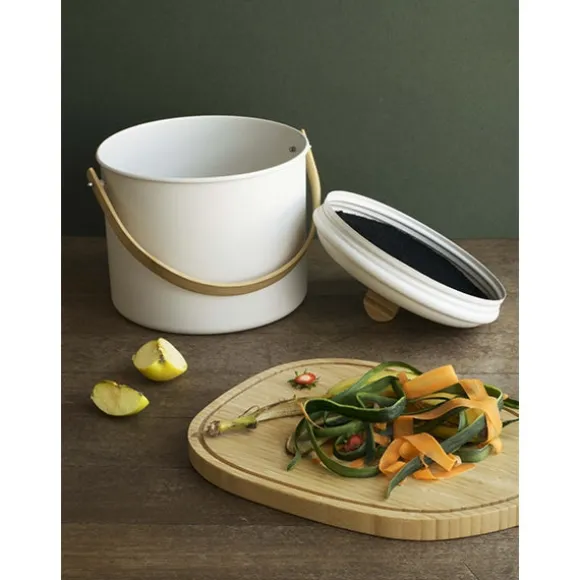 Seau à compost d'intérieur métal et bambou 7 L Pebbly