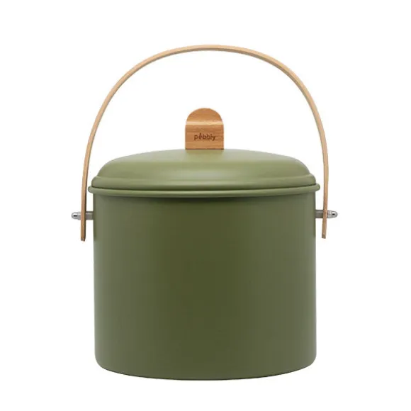 Seau à compost en acier et anse en bambou 7 L Pebbly