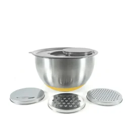 Set 3 bols en inox 1.4 L, 2.8 L et 4.7 L avec couvercles et 3 râpes interchangeables Pika
