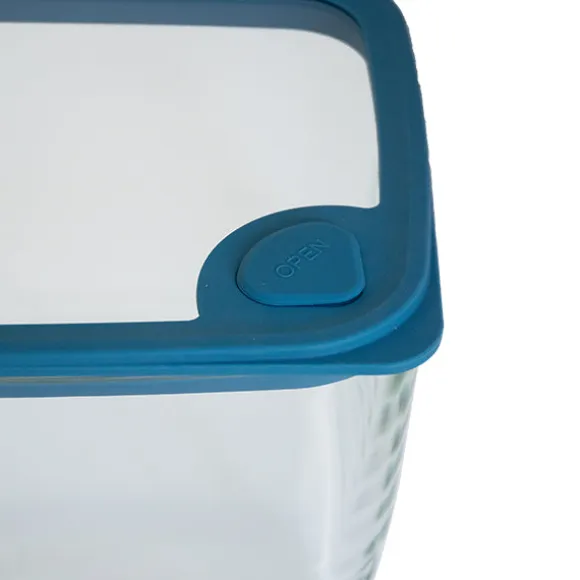 Set 3 boîtes en verre rectangulaires avec couvercles silicone 720, 1500 et 2900 ml compatibles micro-ondes Pebbly