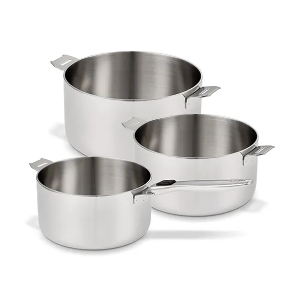 Set 3 casseroles inox Evolution 16, 18 et 20 cm et manche amovible Beka