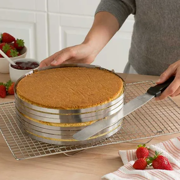 Set couteau à génoise spatule à glaçage et cercle à trancher extensible inox Mathon