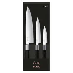 Set 3 couteaux 10 cm,15 cm, 20 cm Wasabi Black Kai