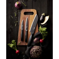 Set 3 couteaux de cuisine lame noire Essentiels Pradel Excellence