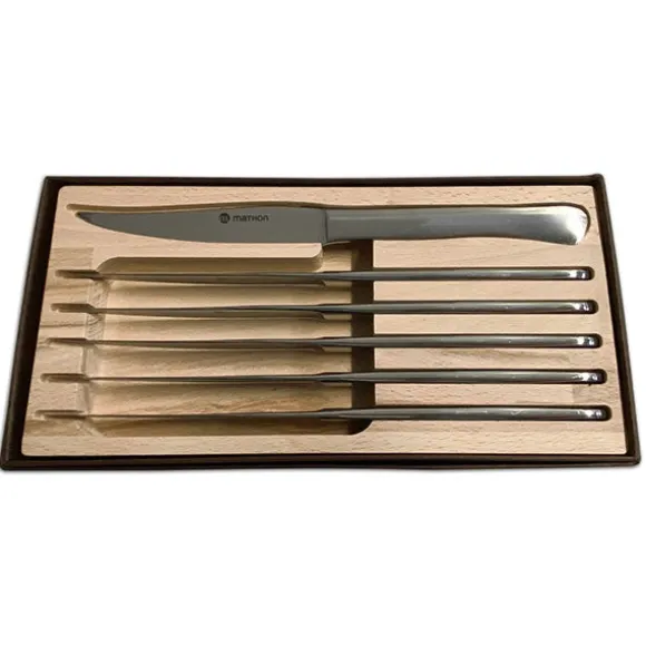 Set 6 couteaux à steak en inox Maître d’hôtel Mathon