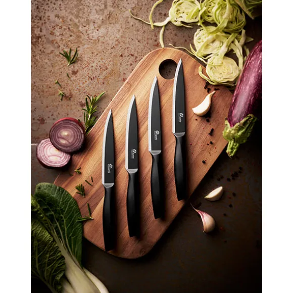 Set 4 couteaux à steak lame noire Essentiels Pradel Excellence