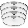 Set 4 couvercles en verre bombé Platine 14, 16, 18 et 20 cm Cristel