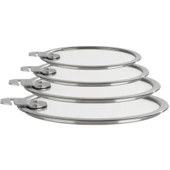 Set 4 couvercles plats en verre Strate 14, 16, 18 et 20 cm Cristel