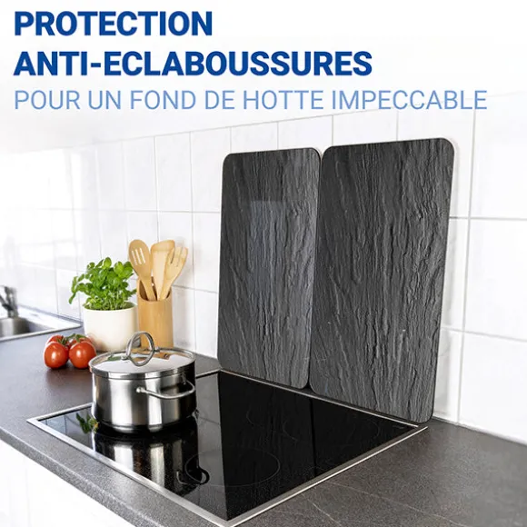 Set 2 couvre-plaques protection en verre motifs Ardoise Wenko by Maximex