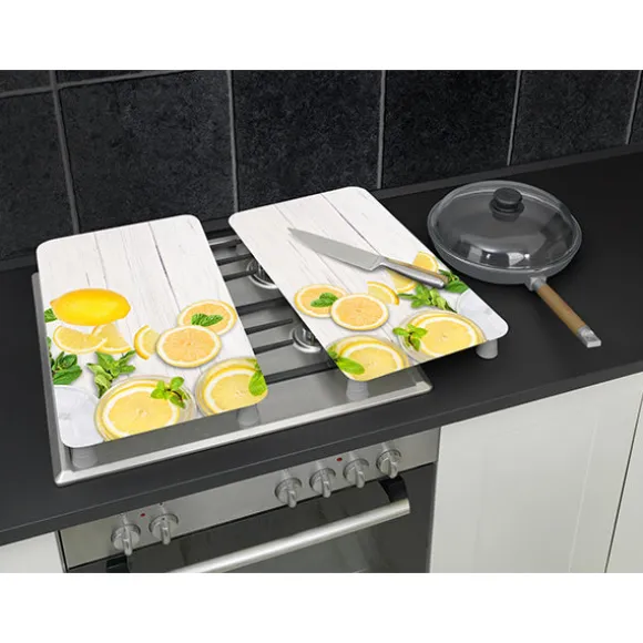 Set 2 couvre-plaques protection motif Citrons Wenko by Maximex