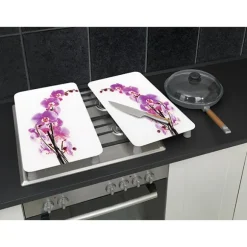 Set 2 couvre-plaques protection motifs Orchidée Wenko by Maximex