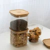 Set de 3 boites carrées verre et bambou 800 ml Pebbly