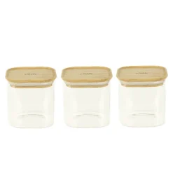 Set de 3 boites carrées verre et bambou 800 ml Pebbly