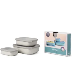 Set de 3 bols rectangulaires Cirqula Nordic White 500ml, 1000ml, 2000ml Mepal