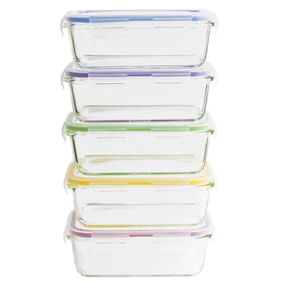 Set de 5 boîtes de conservation en verre borosilicate 850 ml Pebbly