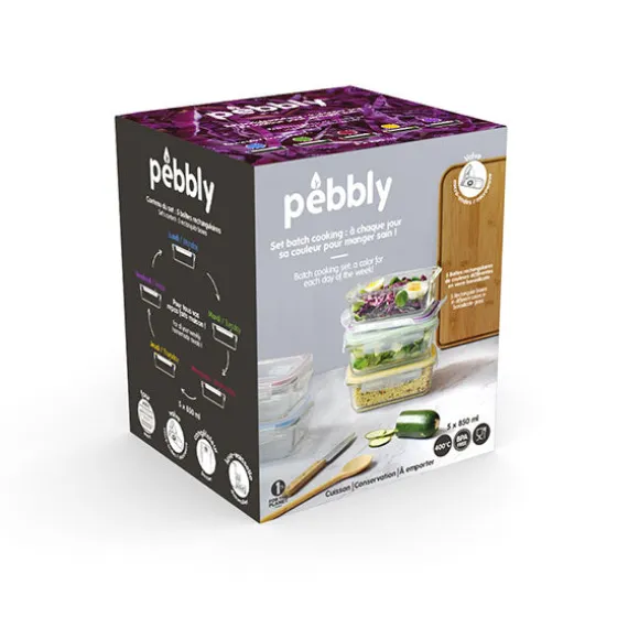Set de 5 boîtes de conservation en verre borosilicate 850 ml Pebbly