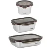 Set de 3 boîtes de conservation en inox 920ml, 980ml et 1900ml compatibles micro-ondes Cuitisan
