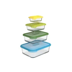 Set de 4 boîtes en verre Net Glass Storage Joseph Joseph