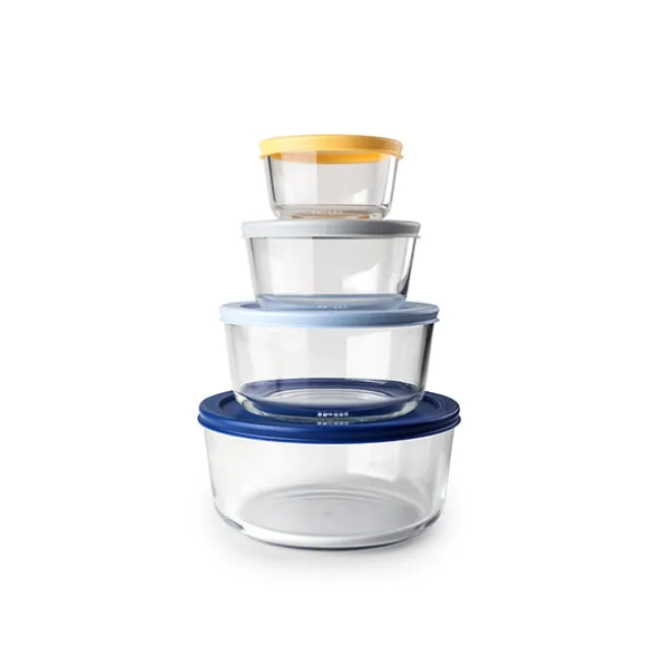 Set de 4 boîtes rondes en verre Ibili