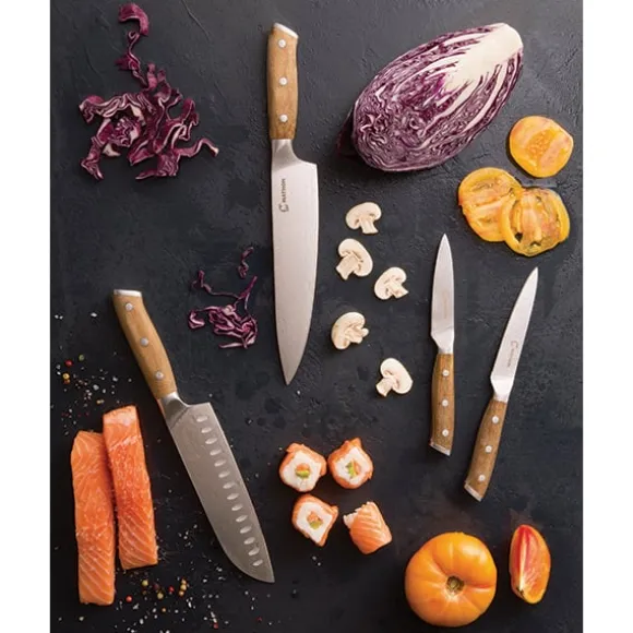 Set de 4 couteaux bois d'acacia et lame inox Mathon
