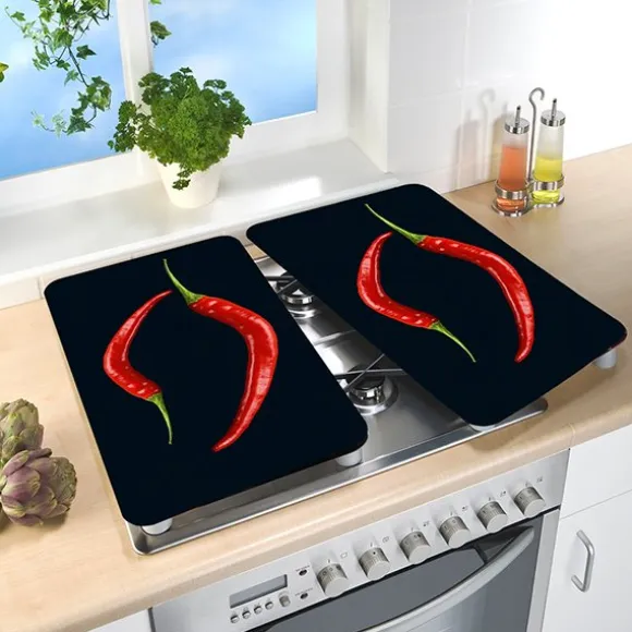 Set de 2 couvre plaques protection motifs Piments Wenko by Maximex