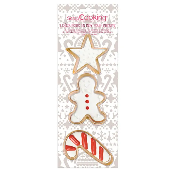 Set de 3 emporte-pièces dorés Noël Scrapcooking