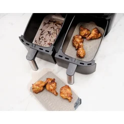 Set de feuilles de cuisson rectangulaires pour friteuses à air chaud double panier NoStik