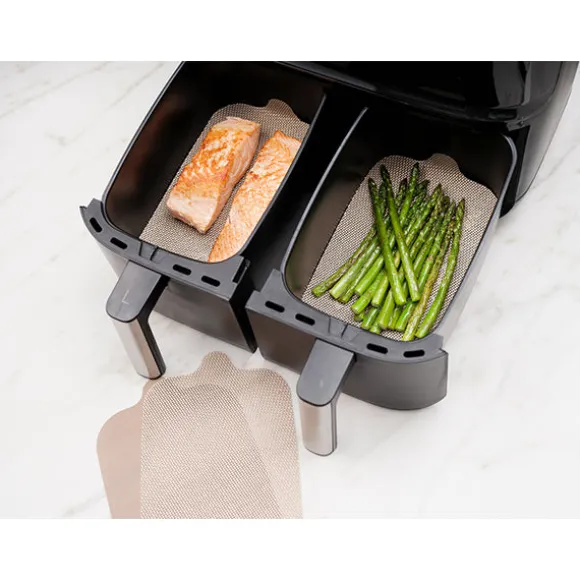 Set de feuilles de cuisson rectangulaires pour friteuses à air chaud double panier NoStik