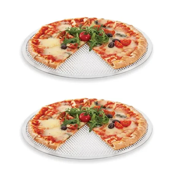 Set de 2 grilles perforées rondes pour pizza Mathon