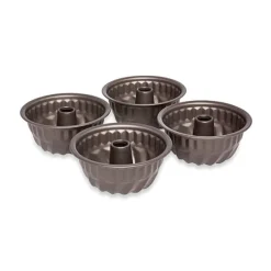 Set de 4 moules à mini kouglof acier revêtement antiadhérent 10 cm Mathon