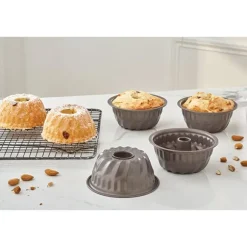 Set de 4 moules à mini kouglof acier revêtement antiadhérent 10 cm Mathon