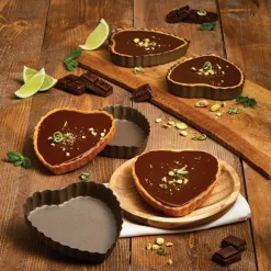 Set de 4 moules à tartelette coeur revêtement antiadhérent 11 cm Mathon