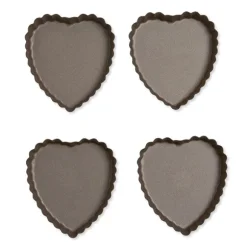 Set de 4 moules à tartelette coeur revêtement antiadhérent 11 cm Mathon