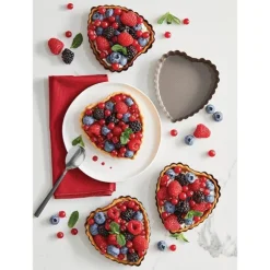 Set de 4 moules à tartelette coeur revêtement antiadhérent 11 cm Mathon
