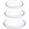 Set de 3 plats à four rectangulaires en verre borosilicate Mathon