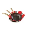 Set de 3 protections feutrines pour poêles rouge et gris 38 cm Mathon