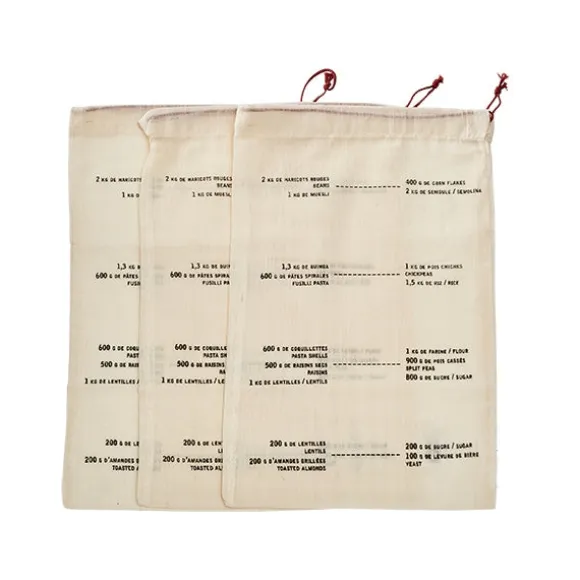 Set de 3 sacs coton gradués Elicuisine